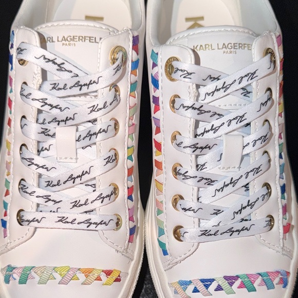 NIB - Karl Lagerfeld White Sneakers with Multicolor Accents - Picture 8 of 9